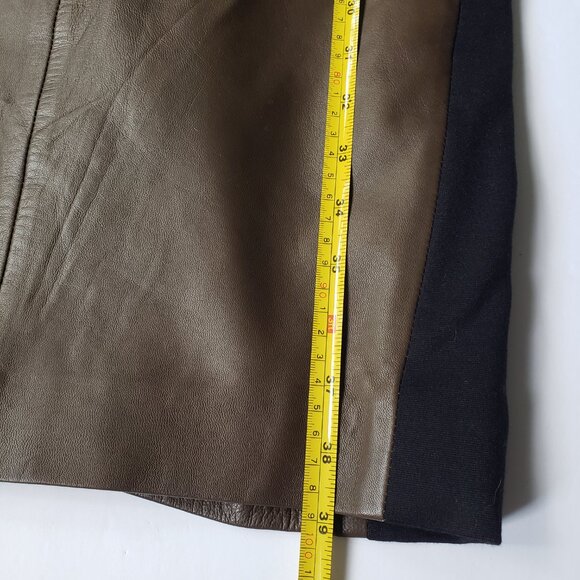 M&S Autograph Leather Sleeveless Brown Sheath Dress - Picture 6 of 11